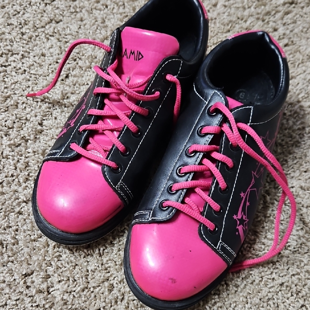 Vibrant Pink and Black Kids Sneakers